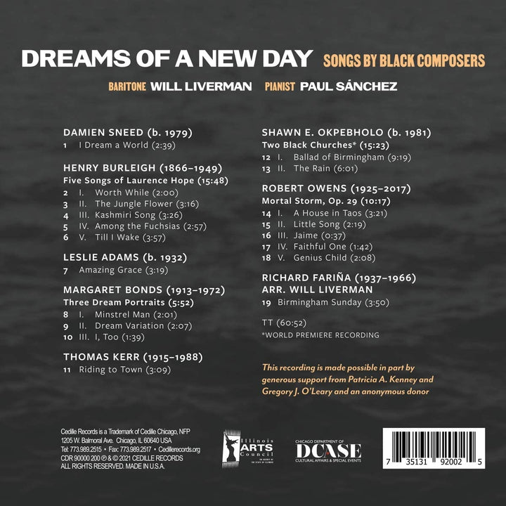 Will Liverman - Dreams Of A New Day [Will Liverman; Paul Sánchez] [Cedille Records R 90000 200] [Audio CD]