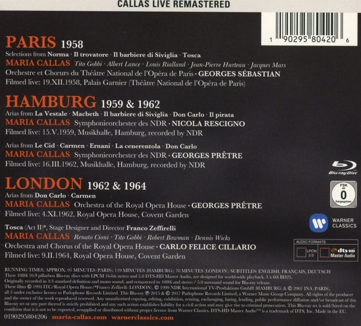 Callas Toujours, Paris 1958 / in concert, Hamburg 1959 & 1962 / at Covent Garden, London 1962 & 1964 [2017] [Blu-ray]
