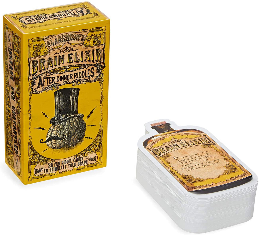 Brain Elixir After-Dinner Riddles: The Brain-Teasing Pocket-Sized Card Game to Stimulate Your Brain – Card Games for Adults, Teens, Kids - Dinner Party Games - Traditional Games