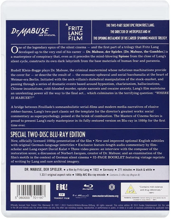 Dr. Mabuse, der Spieler. [Dr. Mabuse, the Gambler.] [Masters of Cinema] - [Blu-Ray]