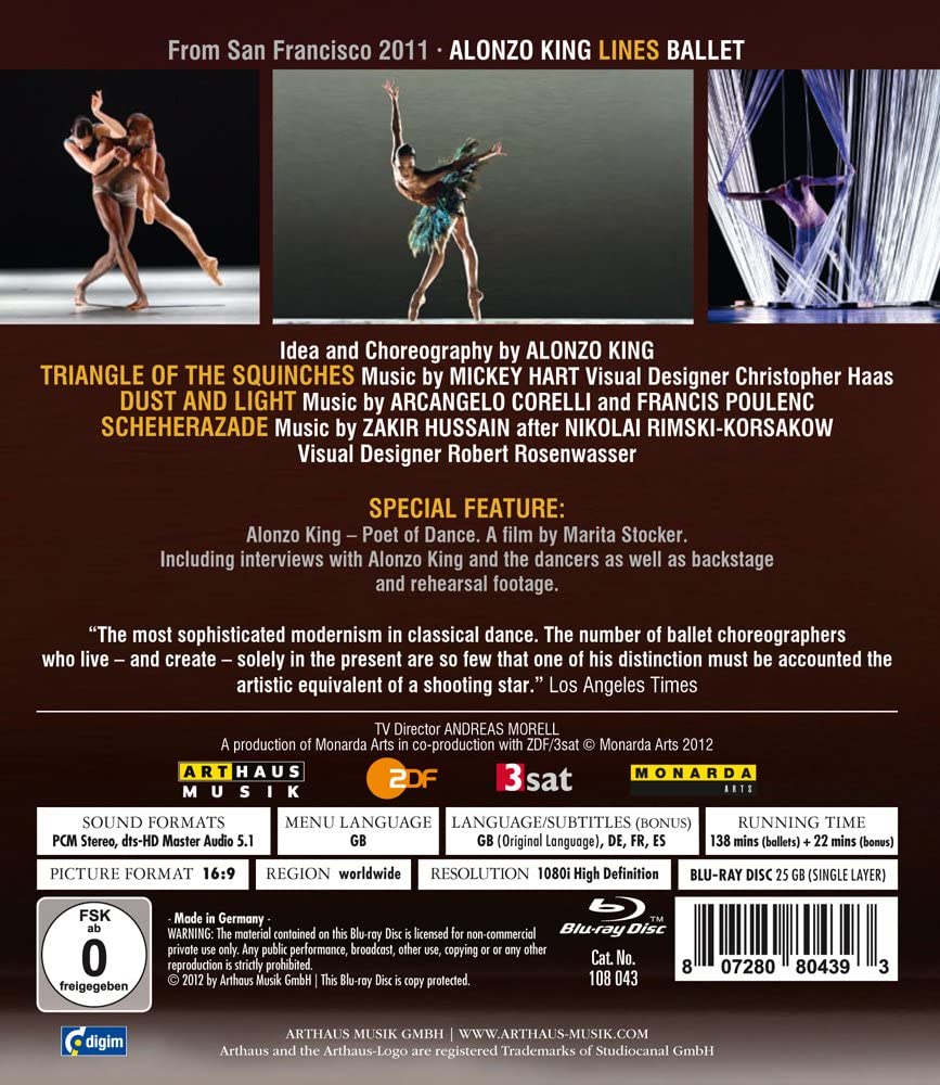 Alonzo King Lines Ballet Feat Music Of Francis Poulenc, Arcangelo Corelli, Mickey Hart, Zakir Hussain [2012] - [Blu-Ray]