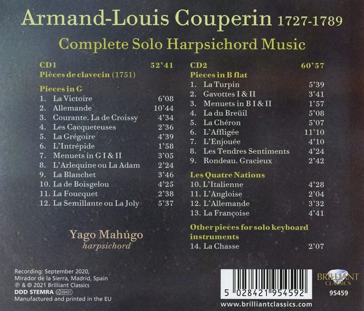 Couperin: Complete Solo Harpsichord Music [Audio CD]