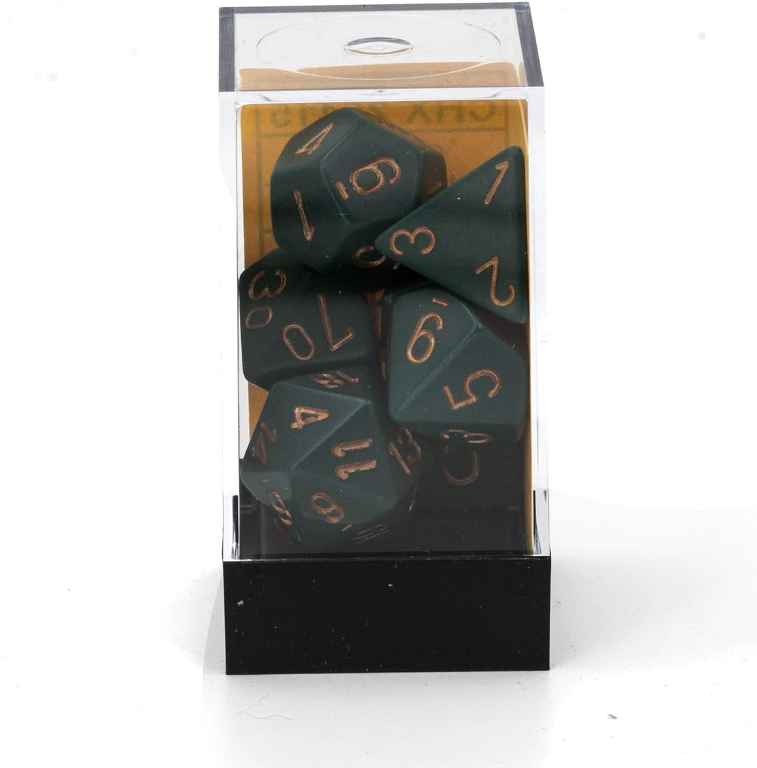 Chessex CHX25415 Dice-Opaque Dusty Green/Copper Set