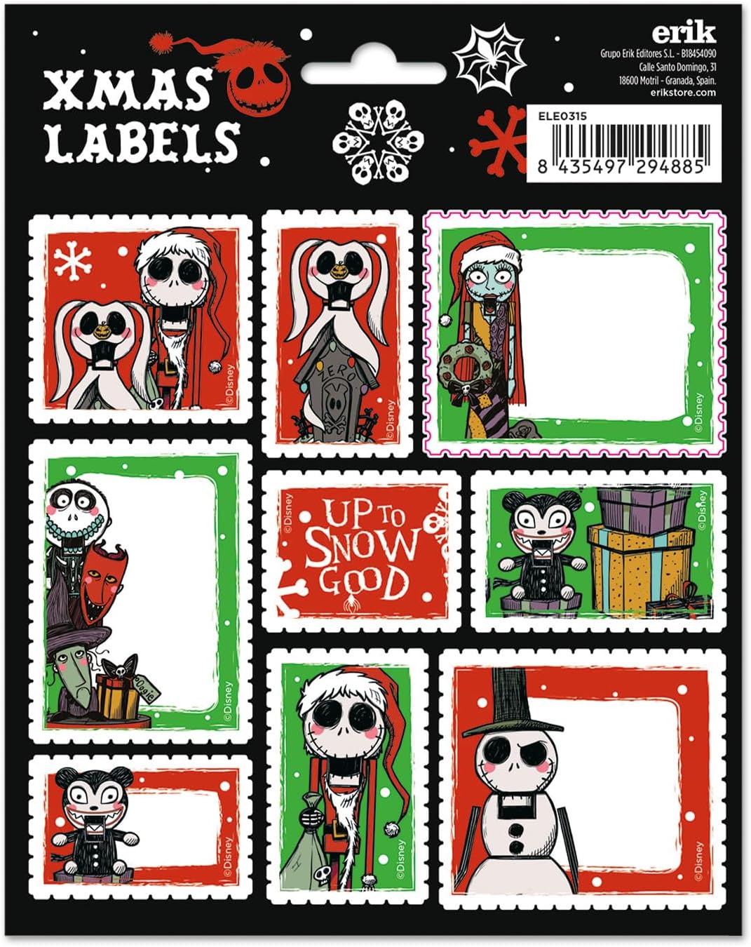 Grupo Erik The Nightmare Before Christmas Christmas Labels | Sticky Labels