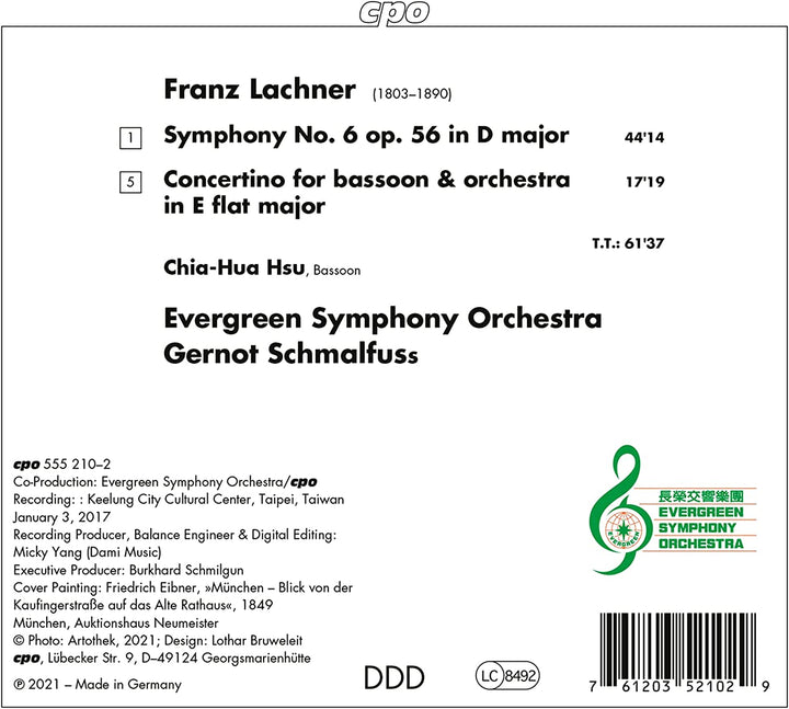 Lachner: Symphony No. 6 [Chia-Hua Hsu; Evergreen Symphony Orchestra; Gernot Schm [Audio CD]