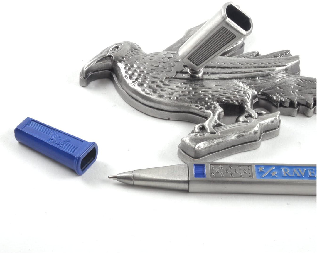 The Noble Collection Harry Potter Ravenclaw House Pen and Desk Stand - Die Cast Metal Pen and Raven Mascot Stand - Officially Licensed Film Set Movie Props Wand Gifts Stationery