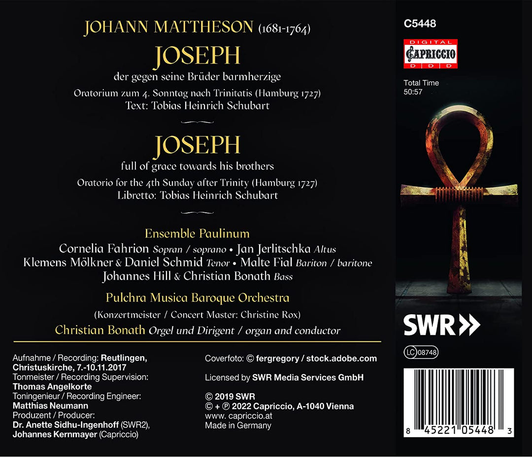 Mattheson: Joseph Oratorio [Various] [Capriccio: C5448] [Audio CD]