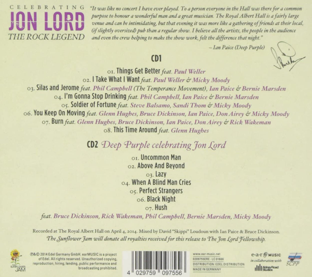 Jon Lord Various Artists  - Celebrating Jon Lord - The Rock Legend [Audio CD]