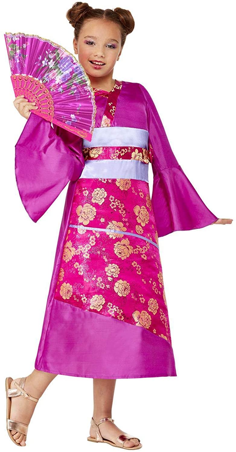 Smiffys 71045S Geisha Costume, Girls, Purple, S - Age 4-6 years