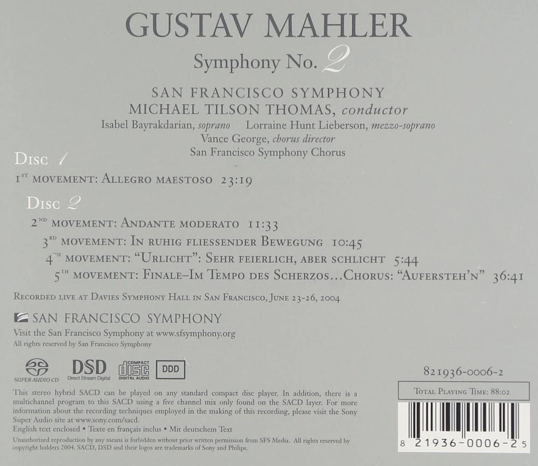 Symphony No. 2 in C Minor "Resurrection" [Audio CD]