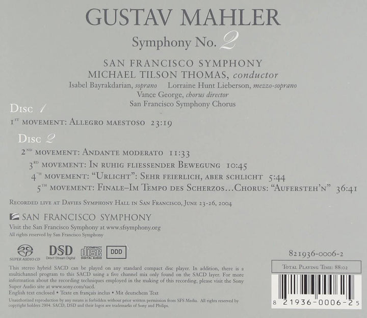Symphony No. 2 in C Minor "Resurrection" [Audio CD]