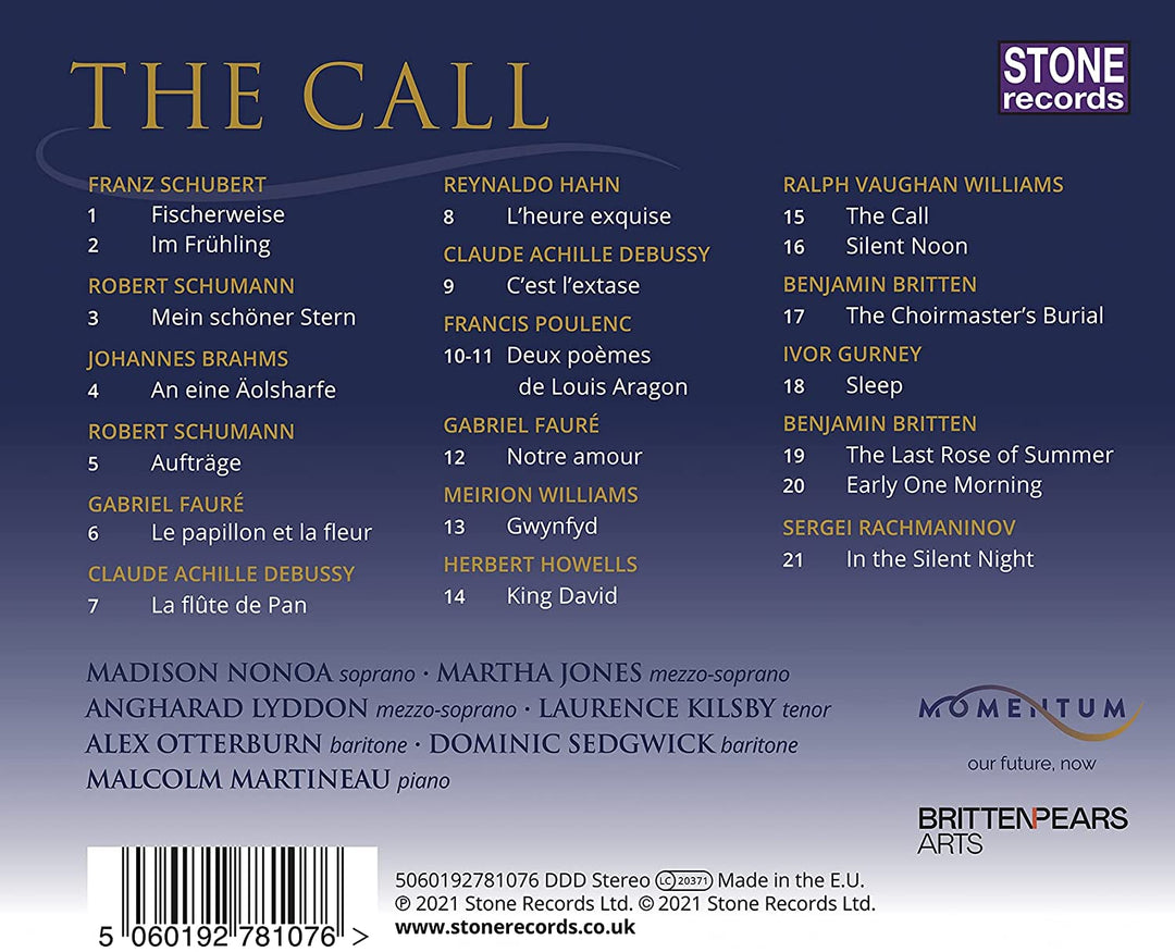 The Call [Madison Nonoa; Martha Jones; Angharad Lyddon; Laurence Kilsby; Alex Otterburn; Dominic Sedgwick; Malcolm Martineau] [Stone Records: 5060192781076] [Audio CD]