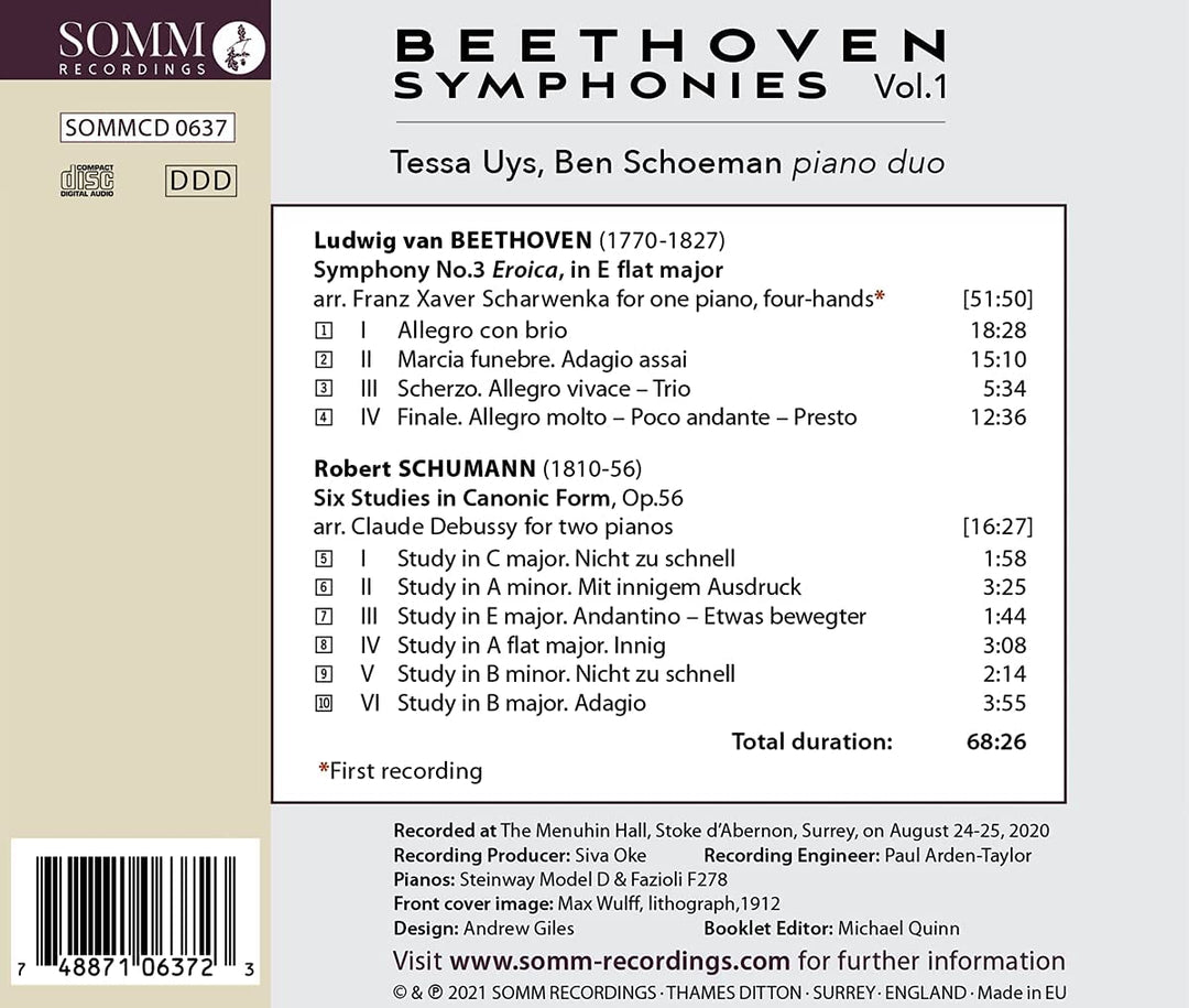 Beethoven: Symphonies [Tessa Uys; Ben Schoeman] [Somm Recordings: SOMM 0637] [Audio CD]