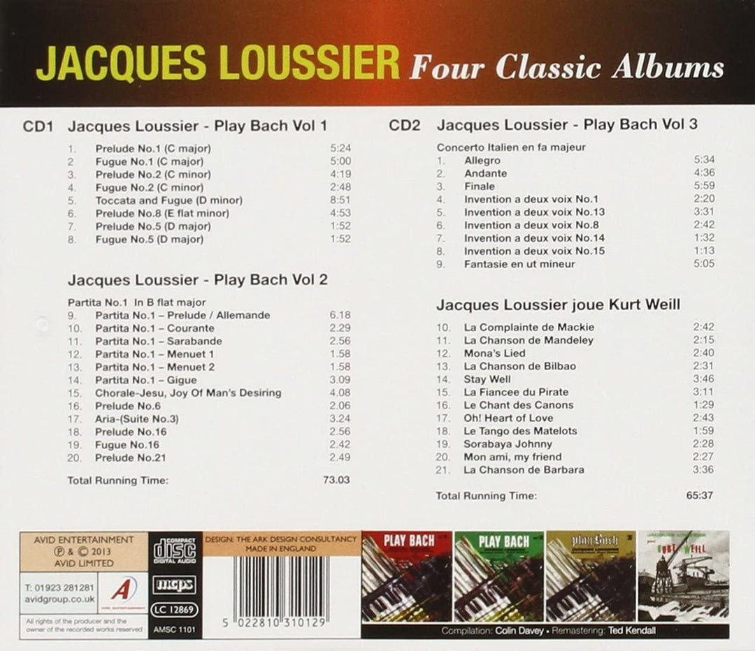 Four Classic Albums (Play Bach Vol 1 / Play Bach Vol 2 / Play Bach Vol 3 / Jacques Loussier Joue Kurt Weill) - Jacques Loussier [Audio CD]