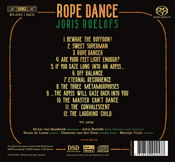 Bram van Sambeek - Roelofs: Rope Dance [Bram van Sambeek; Joris Roelofs; Bram de Looze; Clemens van der Feen; Martijn Vink] [Bis: BIS2453] [Audio CD]