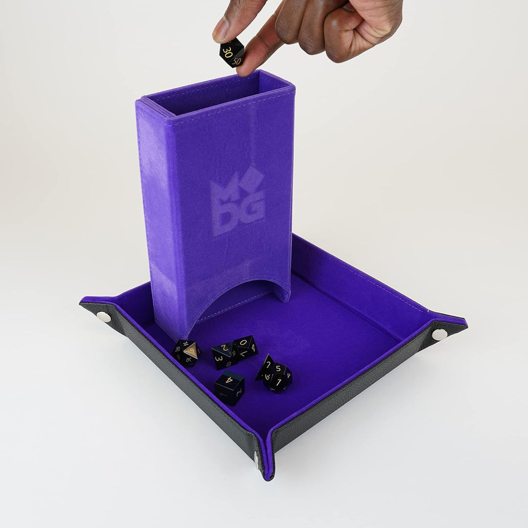 Metallic Dice Games FanRoll Fold Up Dice Tower: Purple, Role Playing Game Dice Accessories for Dungeons and Dragons