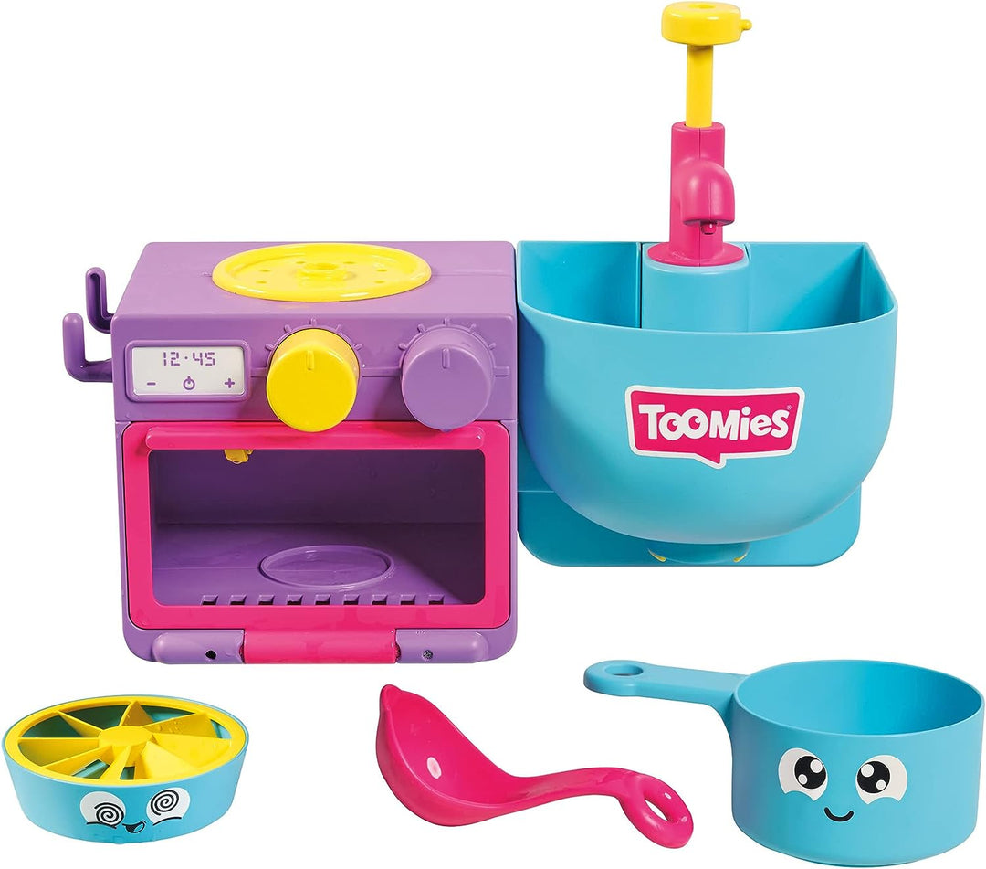 Toomies E73264 Bubble & Bake Bathtime, Baby, Bath Toddlers, Kitchen Themed Bubble Making Toy, 2 in 1 Set, Kids Water Play Suitable for 18M & 2 3 & 4 Year Old Boys & Girls
