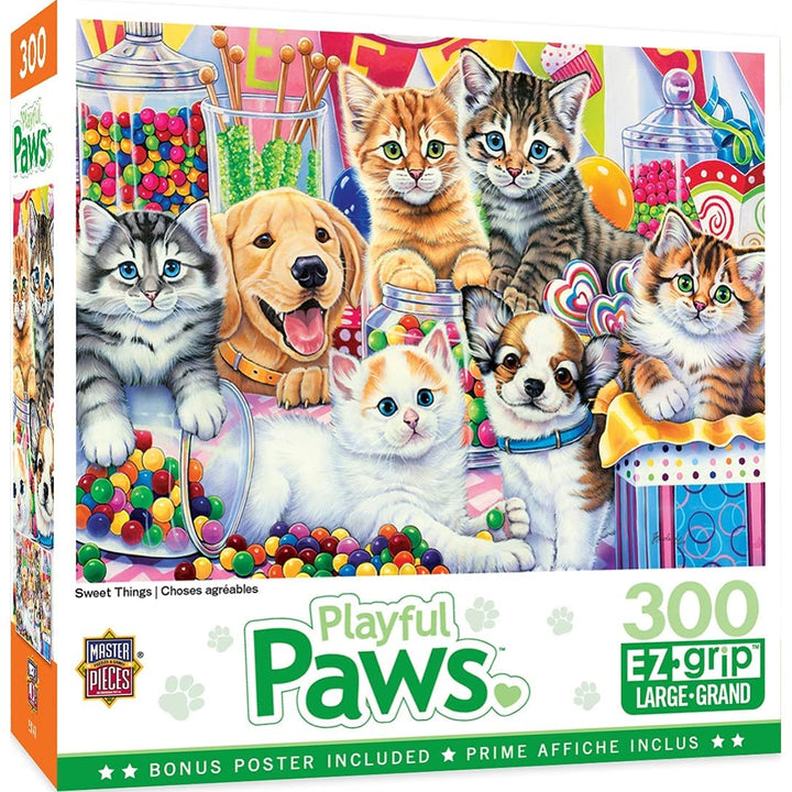 MasterPieces 31725 Sweet Things Playful Paws EZ Grip Puzzle, 300-Piece