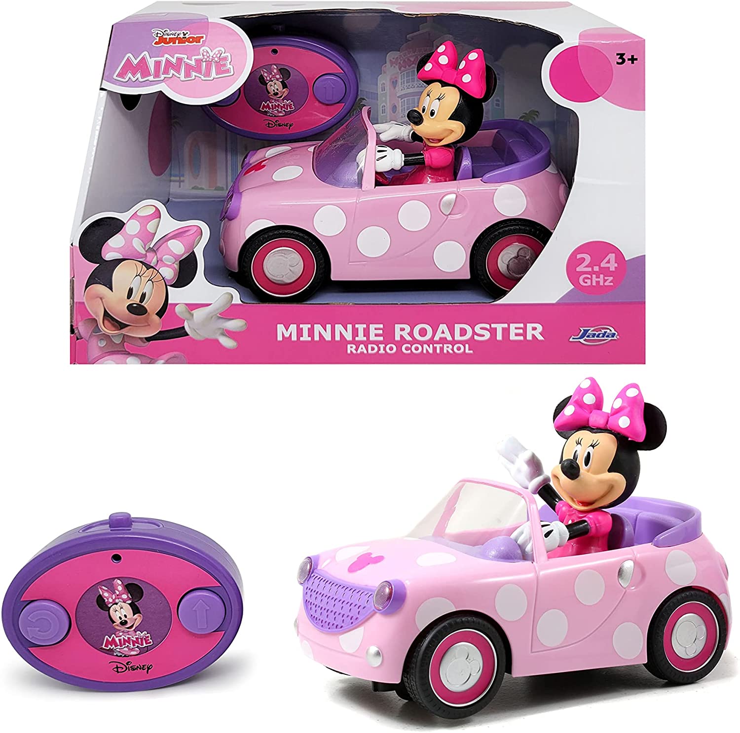 Simba Minnie Mouse Remote Control Roadster - Pink 1:24 Scale Vehicle for Kids 1