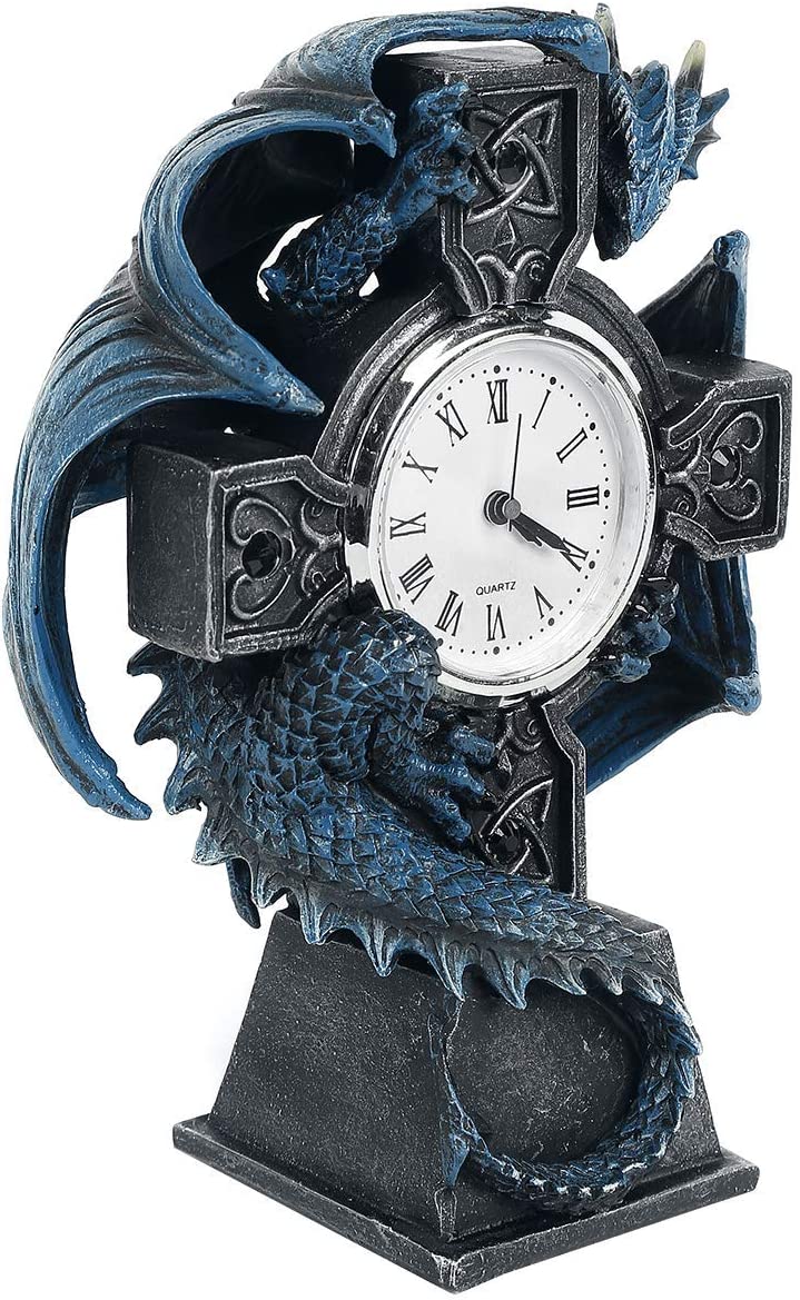 Nemesis Now B3602J7 Draco Clock Anne Stokes 17.8cm, Resin, Blue, One Size