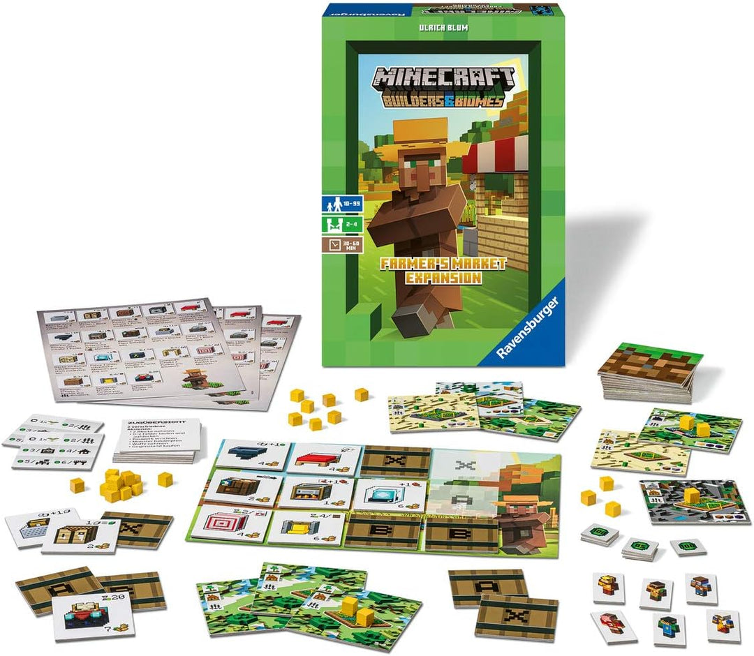 Ravensburger Minecraft Builders & Biomes Farmer's Market Expansion Pack - Strategy Board Game for Kids Age 10 Years Up