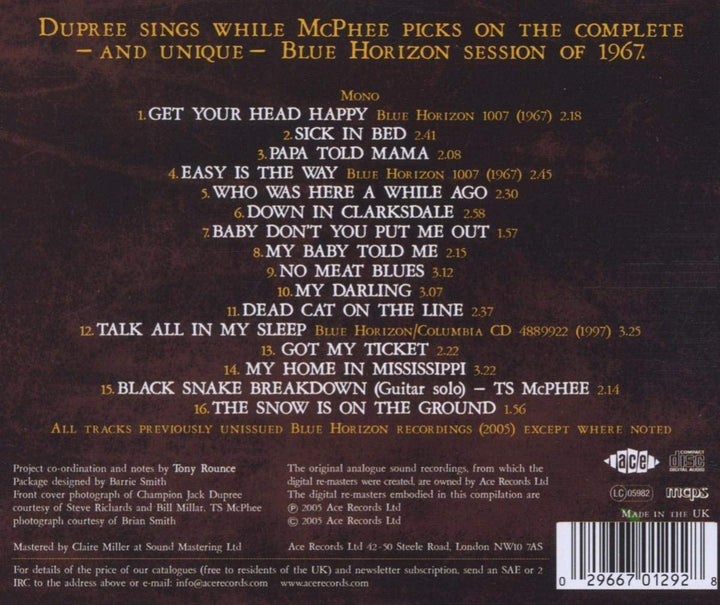 Champion Jack Dupree - Dupree 'n' Mcphee: the 1967 Blue Horizon Session [Audio CD]