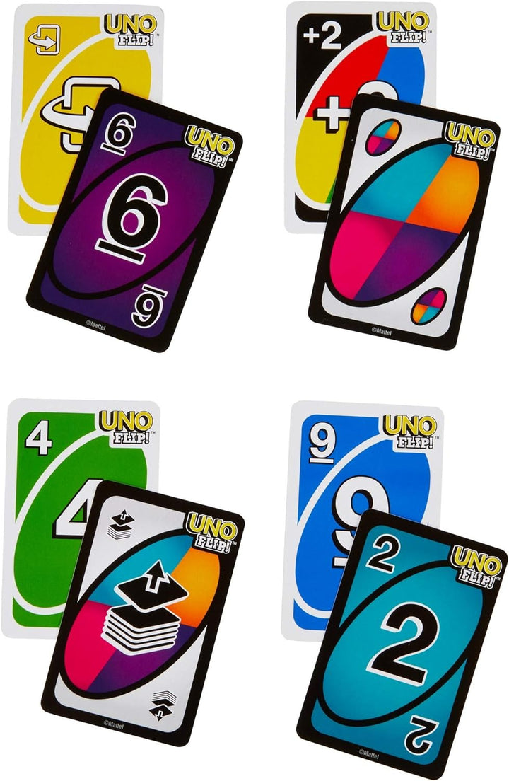 Mattel Games UNO FLIP! Family Card Game for Adults, Teens & Kids, Double-sided Deck with Special Flip Card