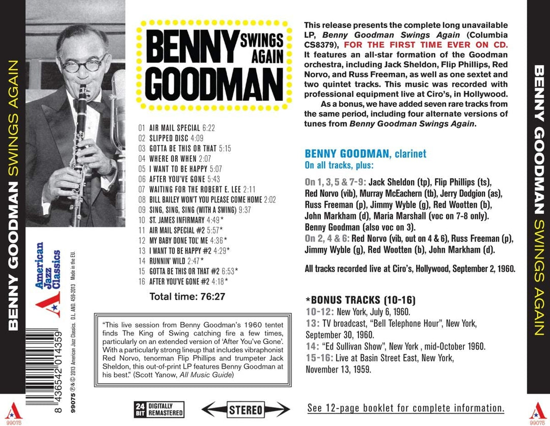 Benny Goodman - Benny Goodman Swings Again [Audio CD]