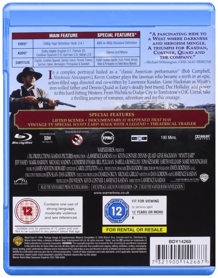 Wyatt Earp [1994] [Region Free] - Western/Drama [Blu-ray]