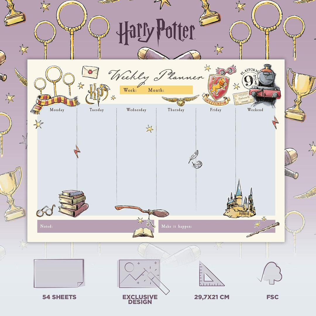 Grupo Erik Harry Potter Weekly Planner A4 | Harry Potter Calendar | Family Calendar
