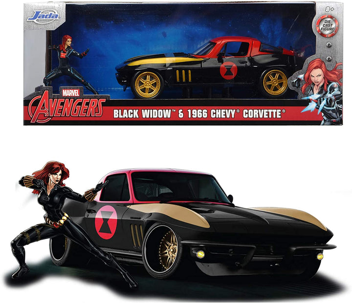 Hollywood Rides 253225014 EA Marvel Black Widow 1966 Chevy 1:24, Multicolore
