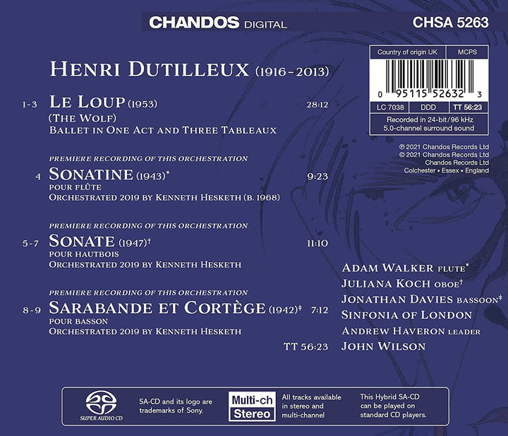 Sinfonia of London - Dutilleux: Le Loup [Sinfonia of London; Adam Walker; Juliana Koch; Jonathan Davies; John Wilson] [Chandos Records: CHSA 5263] [Audio CD]