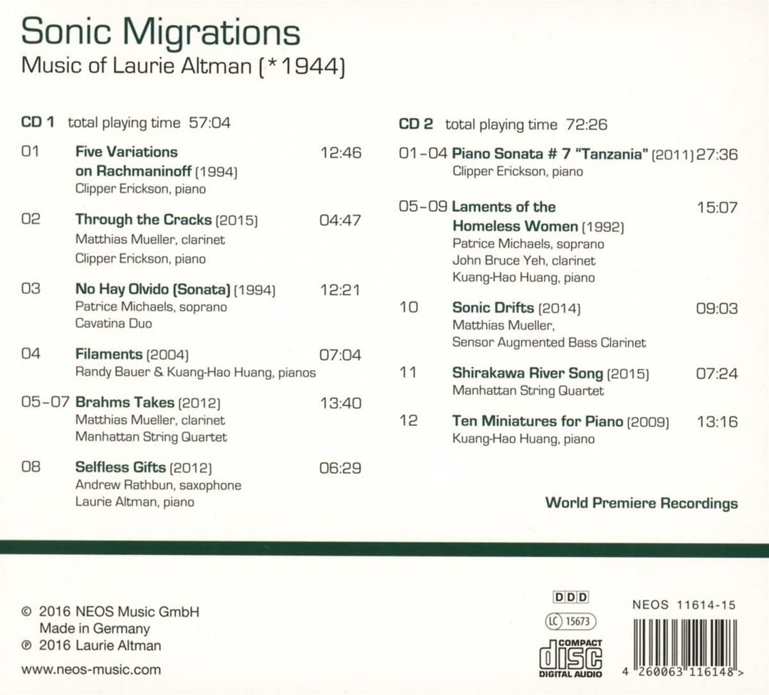 Sonic Migrations: Music Of Laurie Altman [Audio CD]