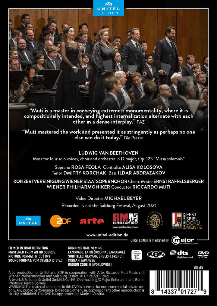 Beethoven: Missa Solemnis [Rosa Feola; Alisa Kolosova; Dmitry Korchak;  [DVD]