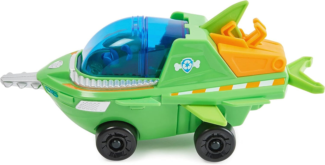 Paw Patrol Aqua Pups Rocky Transforming Sawfish Vehicle with Collectible Action Figure