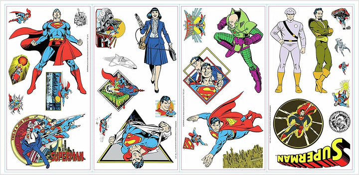 RoomMates RMK4947SCS Classic Superman Characters Peel and Stick Decals, red, Yel
