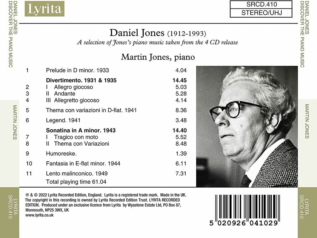 Discover The Piano Music of Daniel Jones [Audio CD]