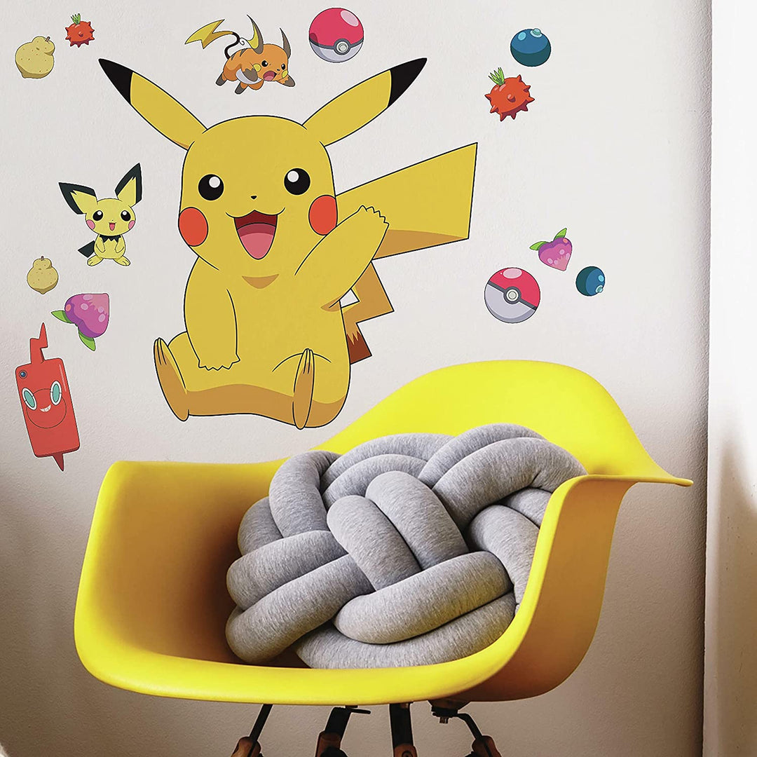 RoomMates RMK4821GM Pikachu Peel and Stick Decals, Yellow, red, Blue
