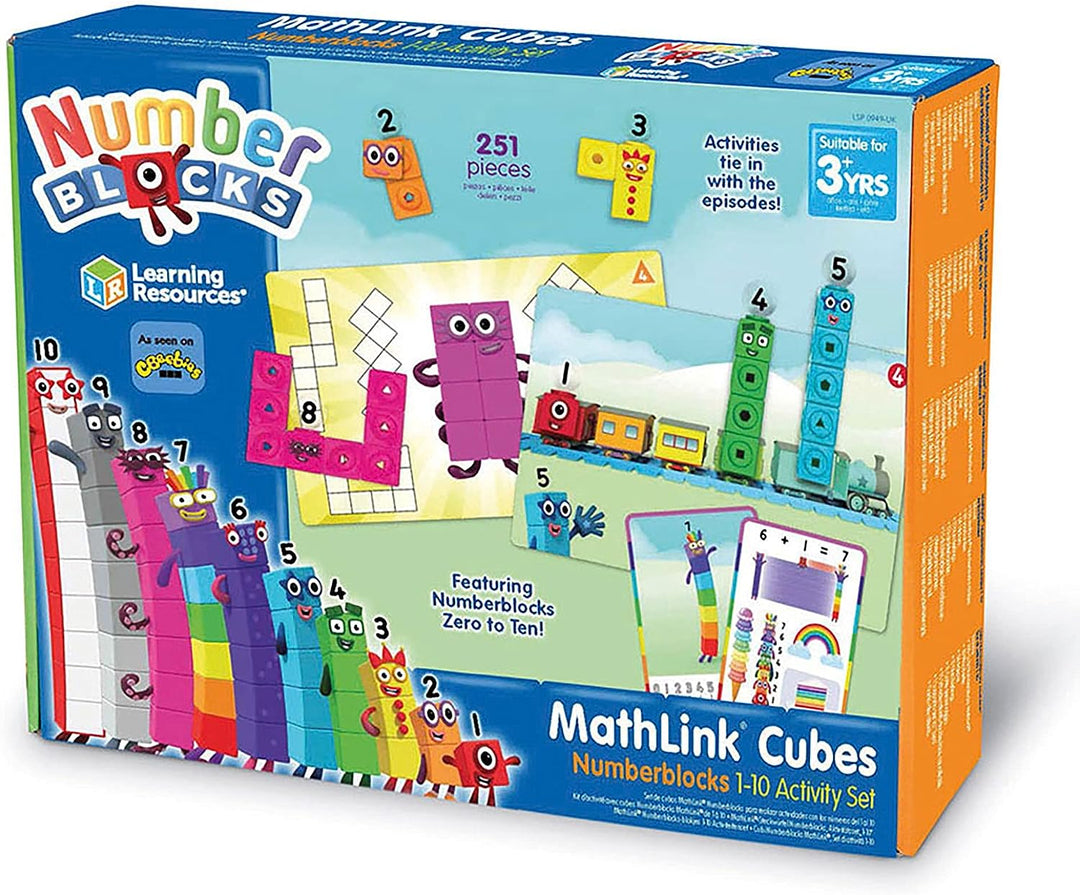 Learning Resources LSP0949-UK MathLink Cubes Numberblocks 1-10 Activity Set, Early Years Maths Learning, Build, Learn & Play in The Classroom & at Home.