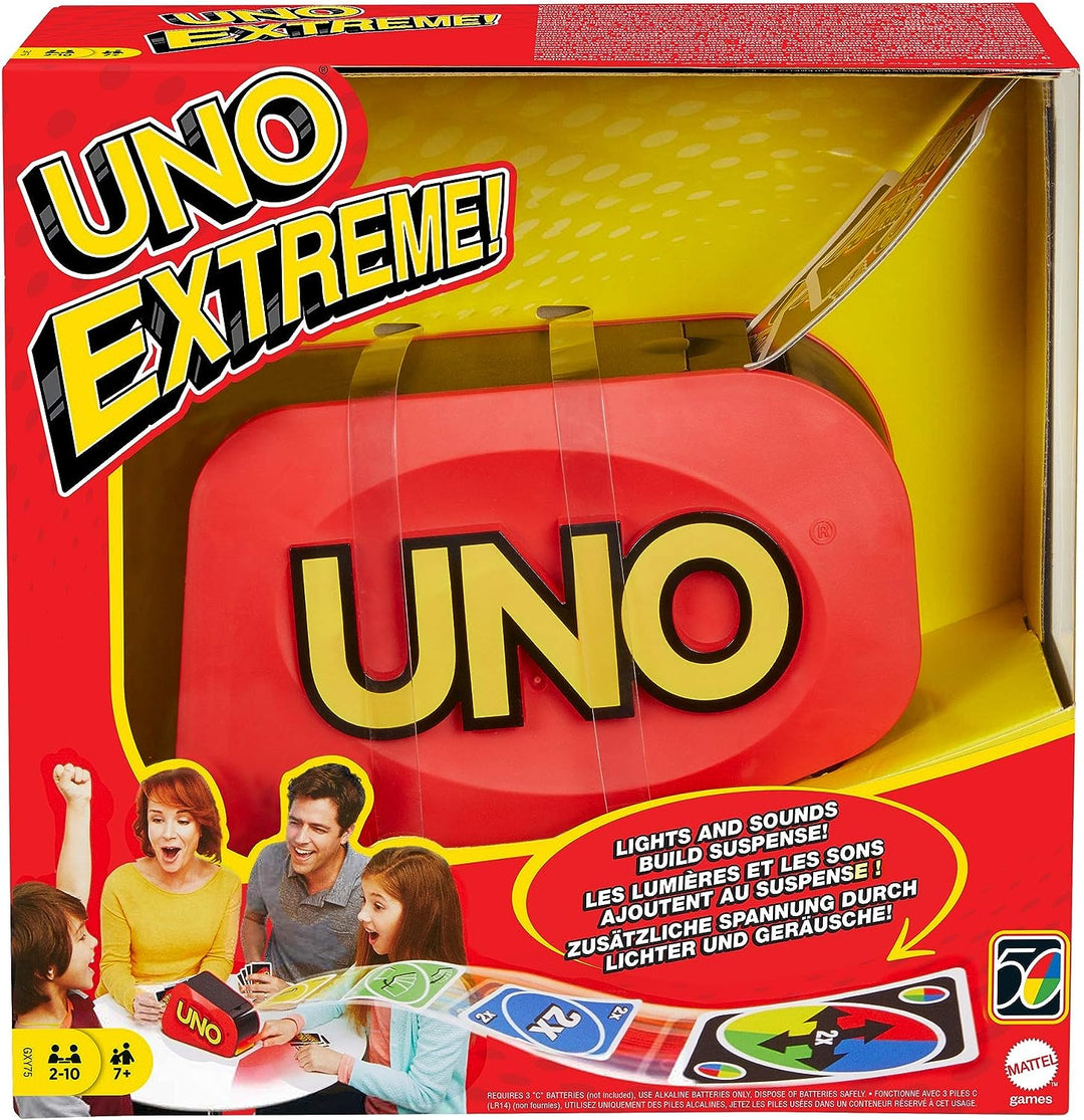 UNO Extreme Card Game Featuring Random-Action Launcher with Lights & Sounds & 112 Cards