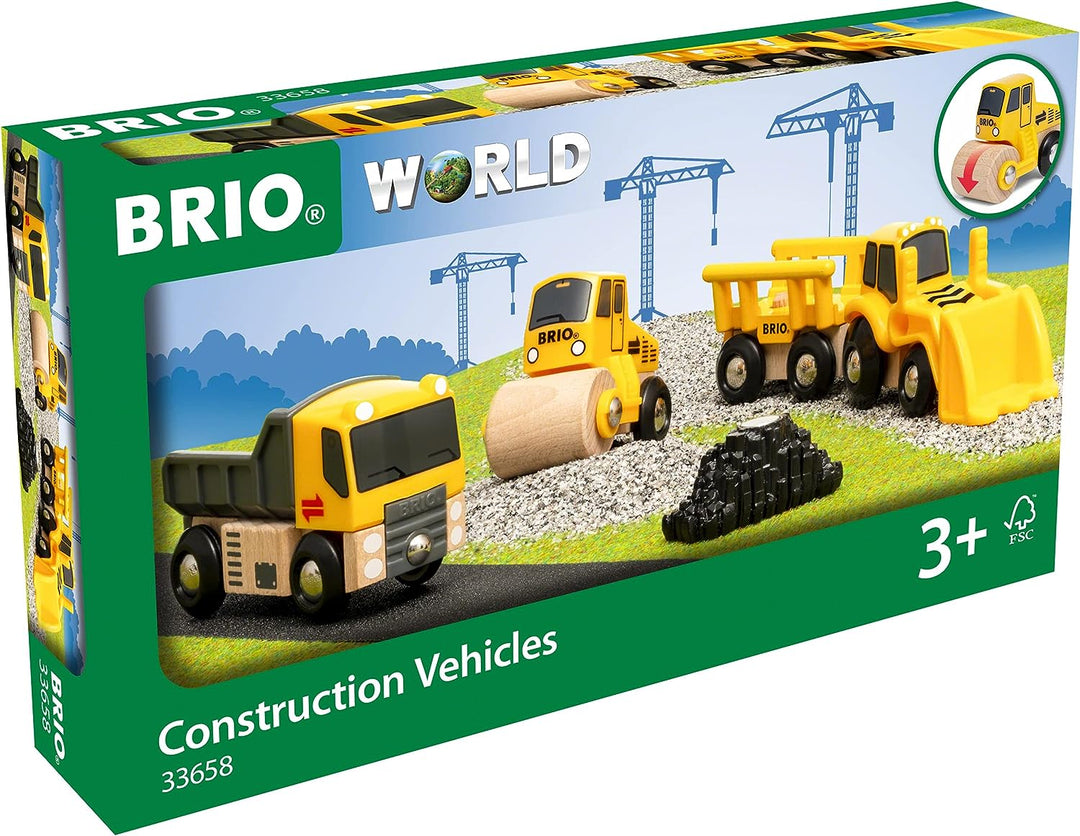 BRIO World Construction Vehicles Train Set for Kids Age 3 Years Up