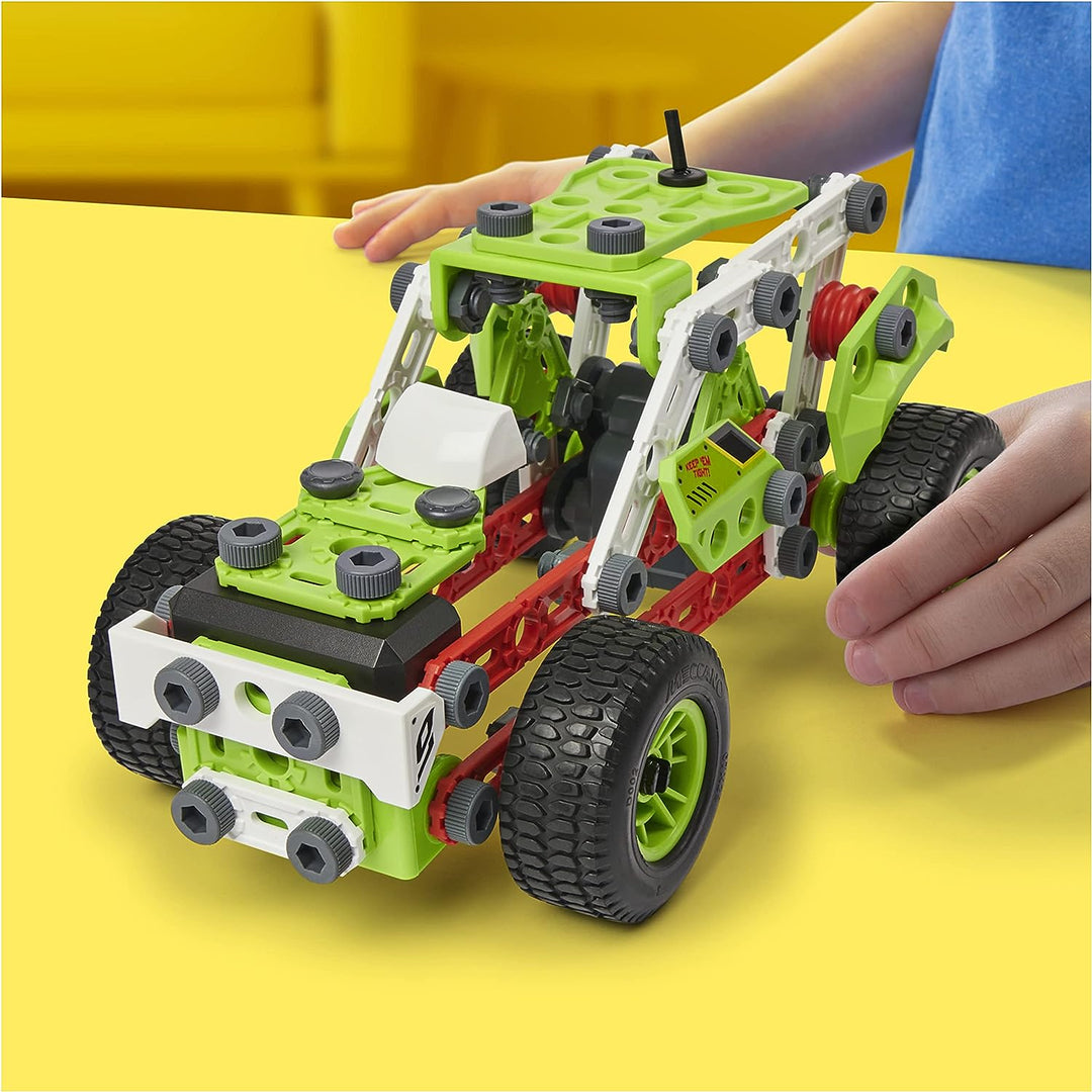 Meccano Junior, 3-in-1 Deluxe Pull-Back Buggy STEAM Model Building Kit, for Kids