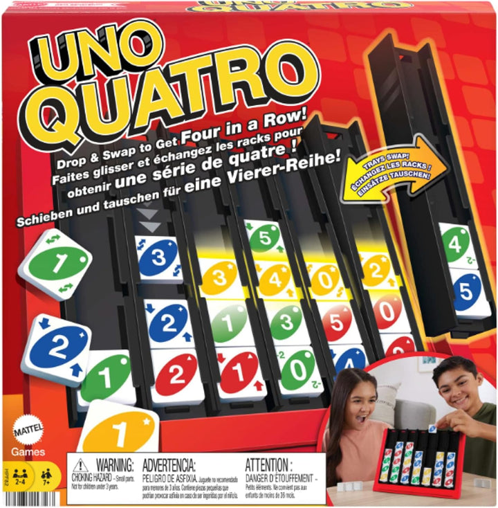 Mattel Games UNO Quatro, Family Board Game for Kids and Adults for Family Game Night