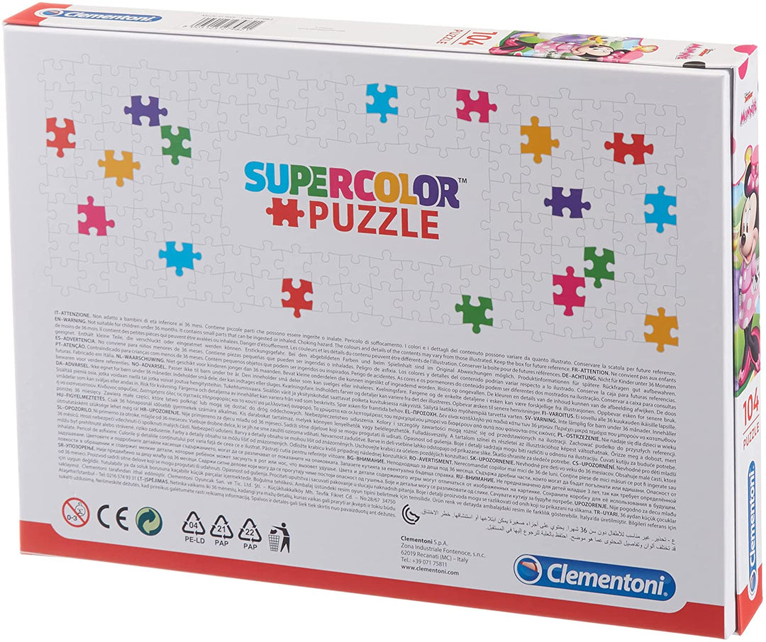 Clementoni 27982 Minnie Happy Helpers -Supercolor Puzzle for children -104 Pieces
