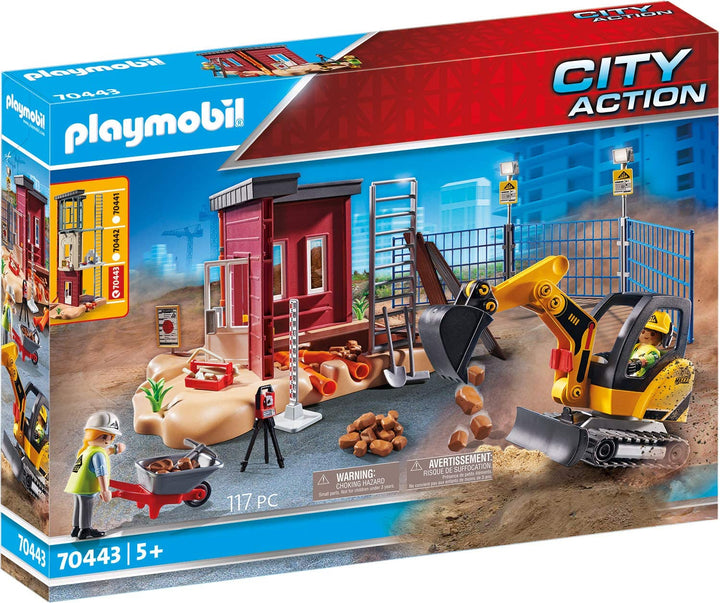 Playmobil City Action Construction Small Excavator - Movable Bucket & 2 Figures (70443)