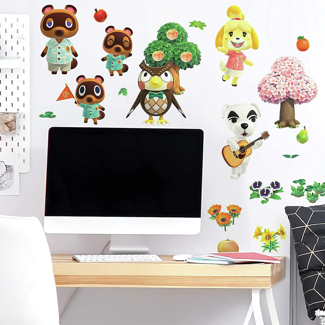 RoomMates RMK4683SCS Animal Crossing Peel and Stick Wall Decals, Brown, Yellow,