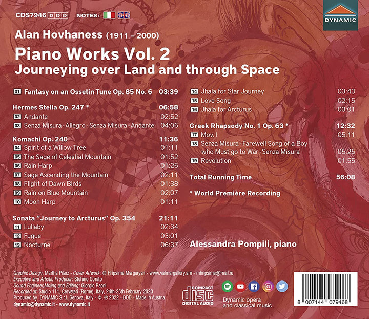 Hovhaness: Piano Works Vol 2 [Alessandra Pompili] [Dynamic: CDS7946] [Audio CD]