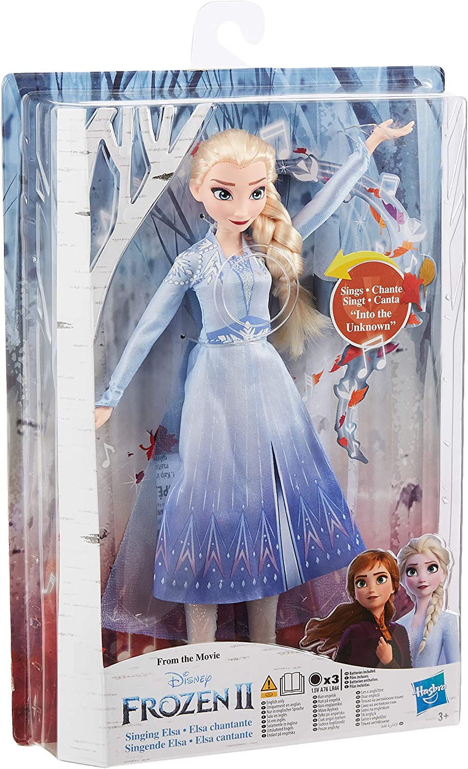 Poupée de mode Elsa chantante de Disney La Reine des Neiges avec de la musique portant une robe bleue inspirée de La Reine des Neiges 2