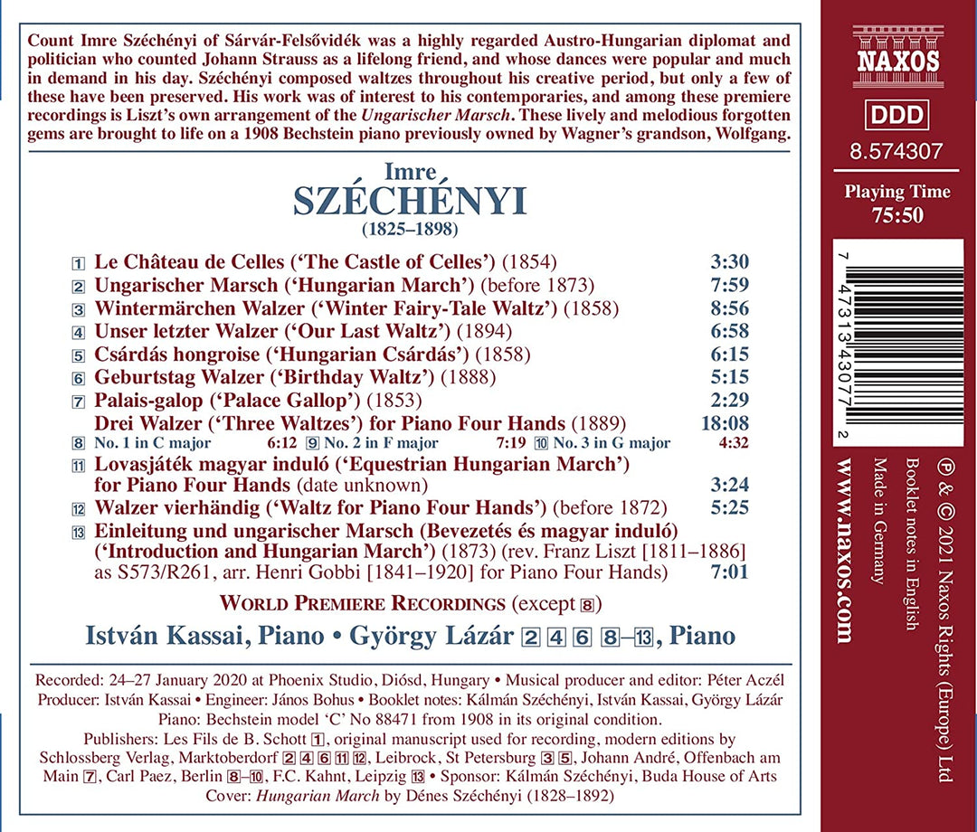 Szechenyi: Waltzes [Istvn Kassai; Lzr Gyrgy] [Naxos: 8574307] [Audio CD]