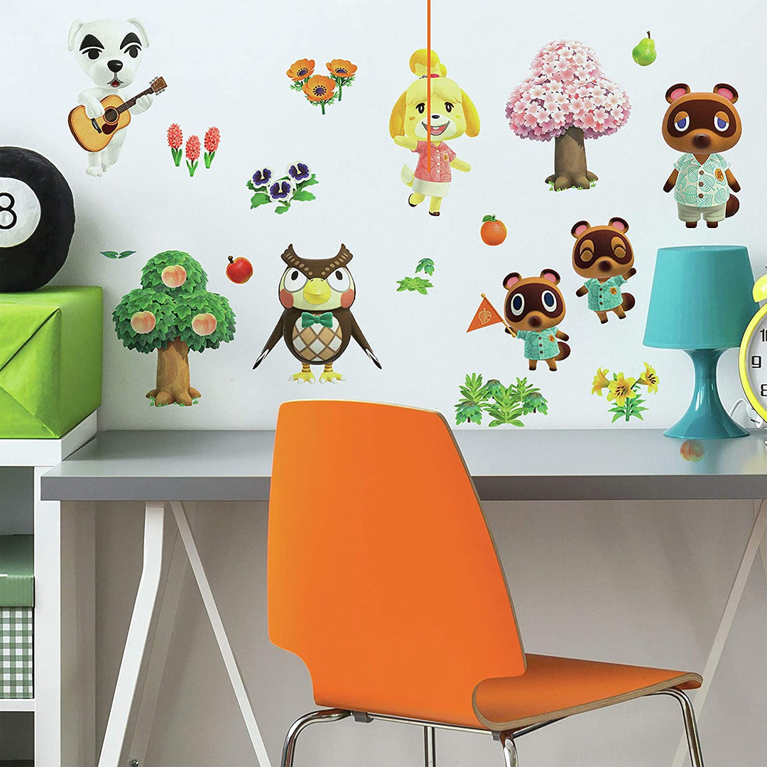 RoomMates RMK4683SCS Animal Crossing Peel and Stick Wall Decals, Brown, Yellow,